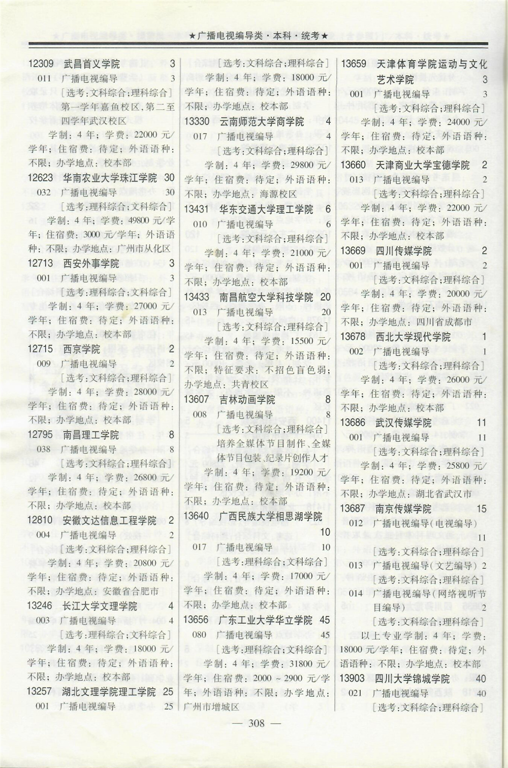 2020年在广东招生编导专业涉及统考院校名单专业学费 2020年在广东招生编导专业涉及统考院校名单专业学费