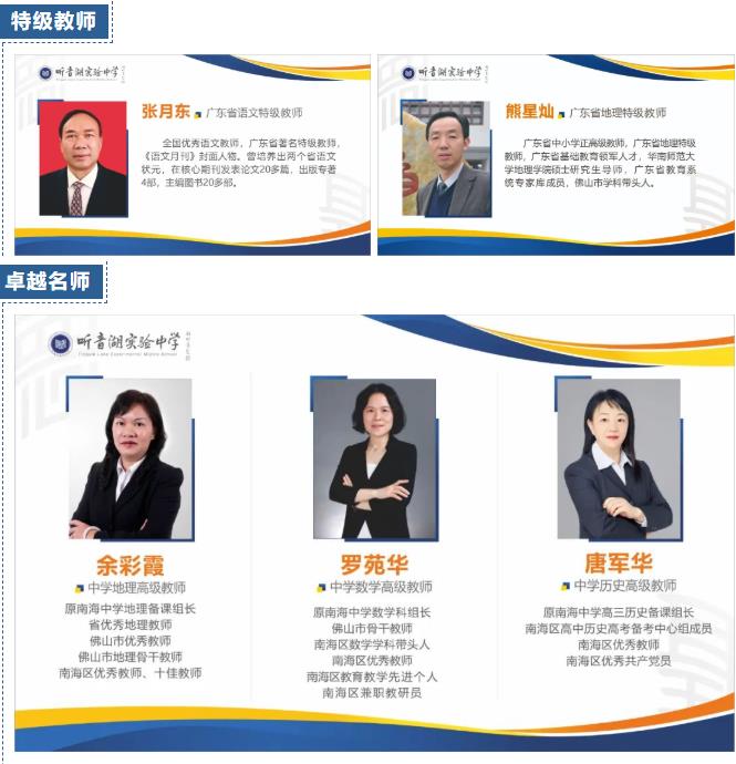 佛山市听音湖实验中学2022年招生简章师资