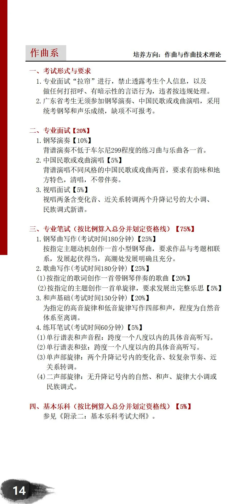 星海音乐学院2021年作曲系考试内容