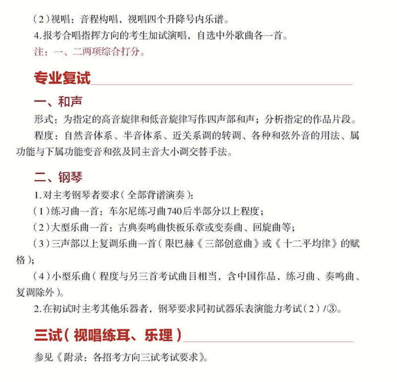 中央音乐学院2021年指挥系考试内容